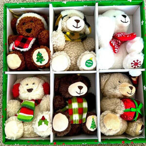 Plush ormanent collection-6 pieces cute hanging  teddy bears for holiday decor